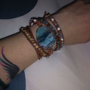 Jasper beaded wrap bracelet